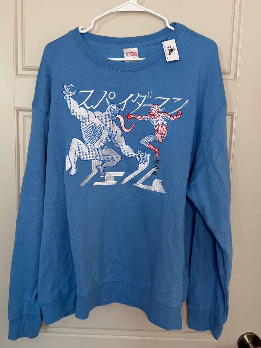 Disney Parks Marvel Spider-Man vs Venom Embroidered Sweatshirt Blue NWT XXL
